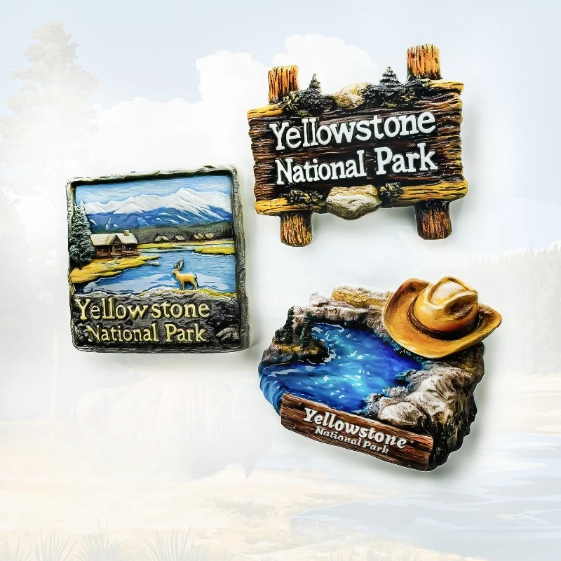 Yellowstone Park Fridge Magnet - 3D Geyser Souvenir Wildlife & Hot Spring Decor Unique Nature Lover Gift