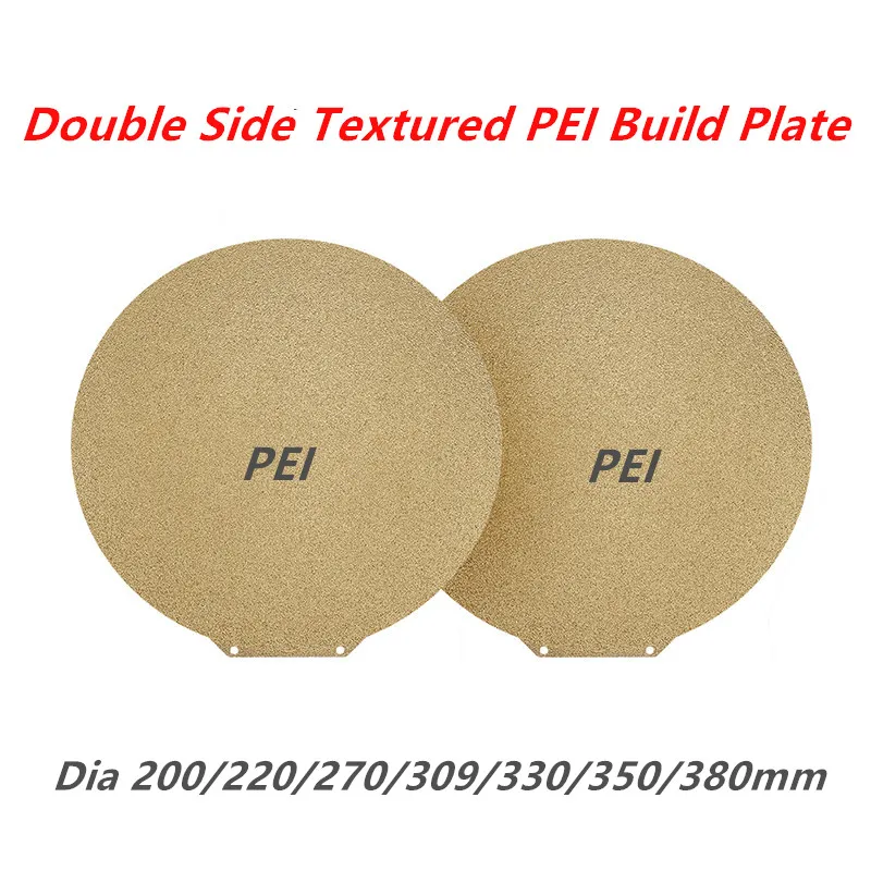Flsun T1 Round PEI Plate for Flsun V400 SR S1 Delta Predator Double Sided Texture PEI Magnetic Steel Sheet Dia 270/309/330/380mm