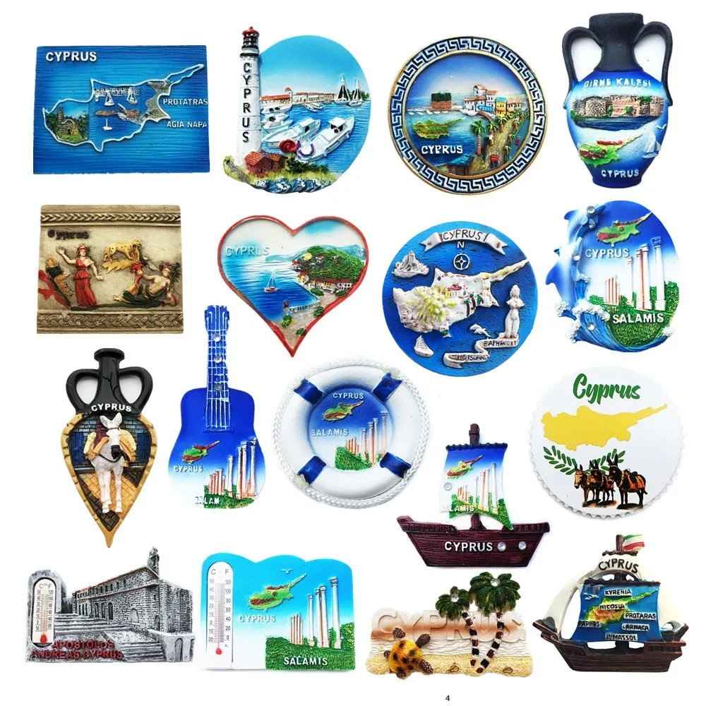 Europe Cyprus 3D Flavour Fridge Magnet Tourist Souvenirs Refrigerator Magnetic Stickers Travel Collection Gift