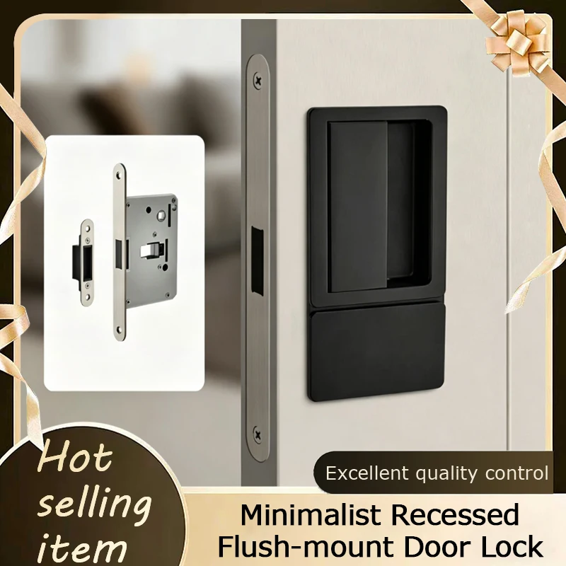 Italian Magnetic Silent Flat Invisible Double Side Door Lock For Bedroom Wood Interior Door With Recessed Handle And Latch