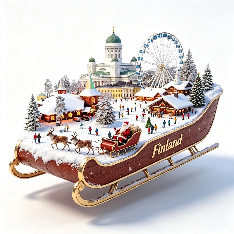 Finland Fridge Stickers Metal Material Helsinki Cathedral Souvenirs Rovaniemi Santa Claus Village Fridge Magnets Birthday Gifts