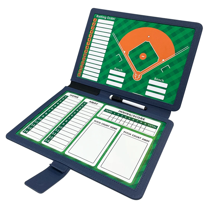 Folding Baseball Coaching Board Double-Sided Magnetic Writable Erasable Game Training Portable Strategy Board 12.6 X 9.4in