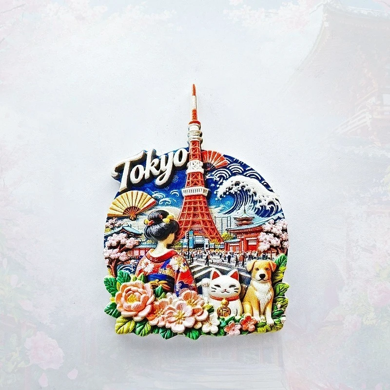 Japan Kimono Fridge Magnet - Elegant 3D Landmark & Attire Souvenir Unique Japanese Cultural Gift for Travel & Asian Decor