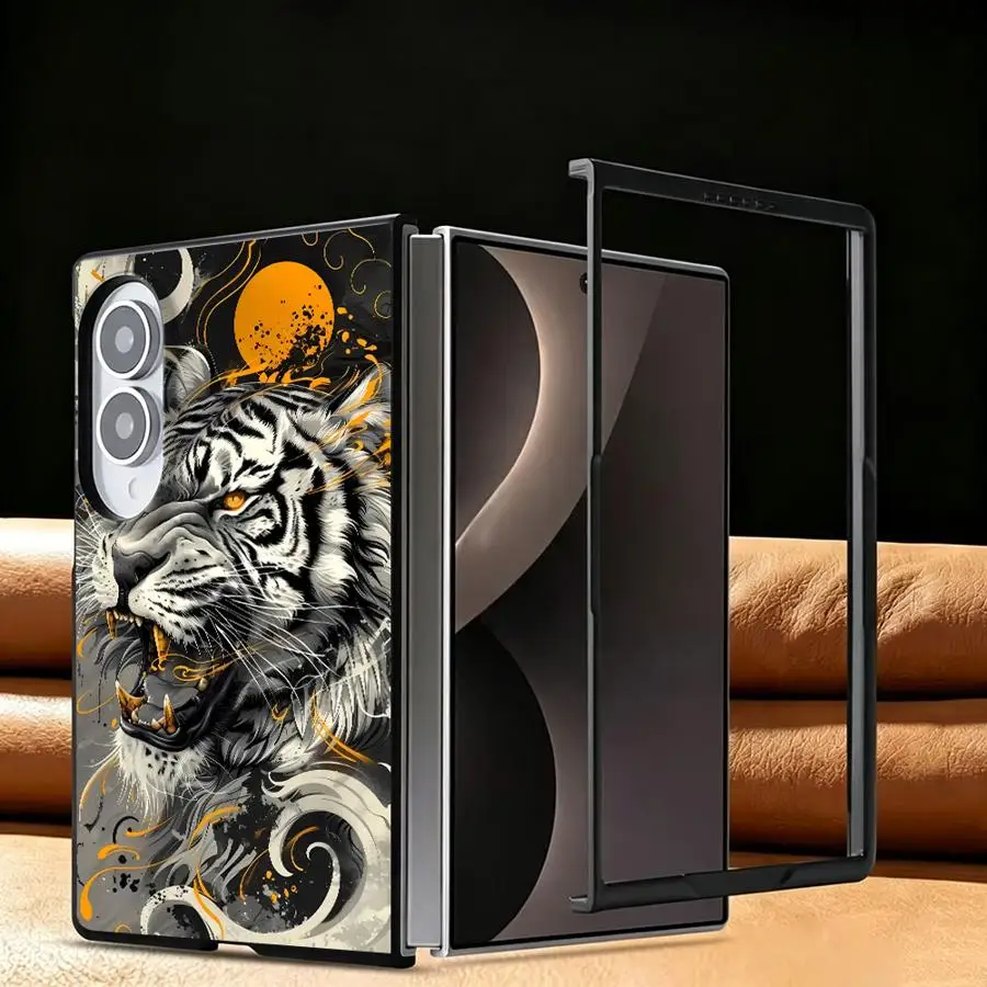 Case for Samsung Galaxy ZFold Wide Z Fold8 Wide ZFold8 Z Fold 8 Luxury Phone Cover Golden Tiger Art