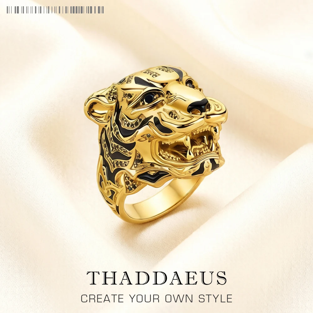 Ring Golden Tiger Rebel Fine Jewelry For Women Men,2022 Brand New Personal Lucky Gift In 925 Sterling Silver