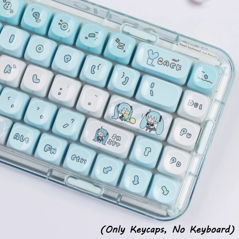 Miku Theme Keycaps Affordable Cartoon Anime Ceramic Feel PBT Material MOA Height Keycap for Mechanical Keyboards