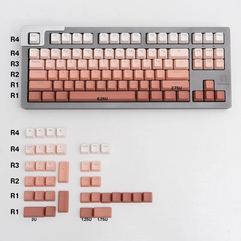 Rouge Blush Keycaps Transparent font OEM PBT Material Dye Sublimation 134 Keys Cherry Profile For Mechanical Keyboard Keycaps