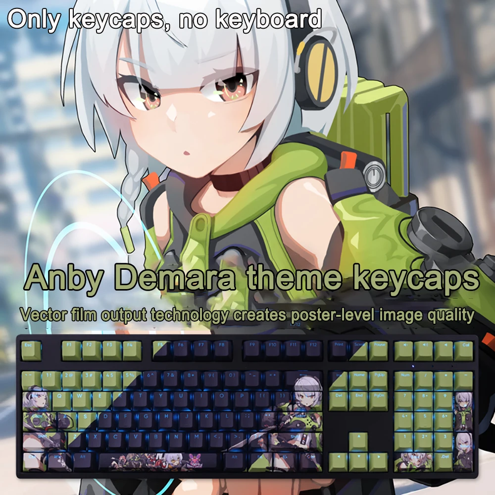 108 Keys/set Zenless Zone Zero Keycaps PBT Dye Subbed Koleda Keycaps Cherry Anime Cartoon Gaming Key Caps For ANSI 61 87 104 108