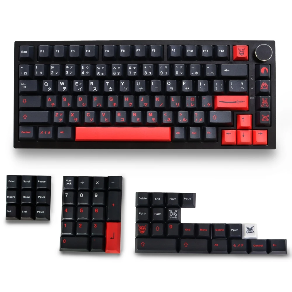 Japanese Bushido Keycaps Durable PBT Material 129 Keys Dye-Sub Cherry Profile for 61/87/104/108 Mx Switch Mechanical Keyboard