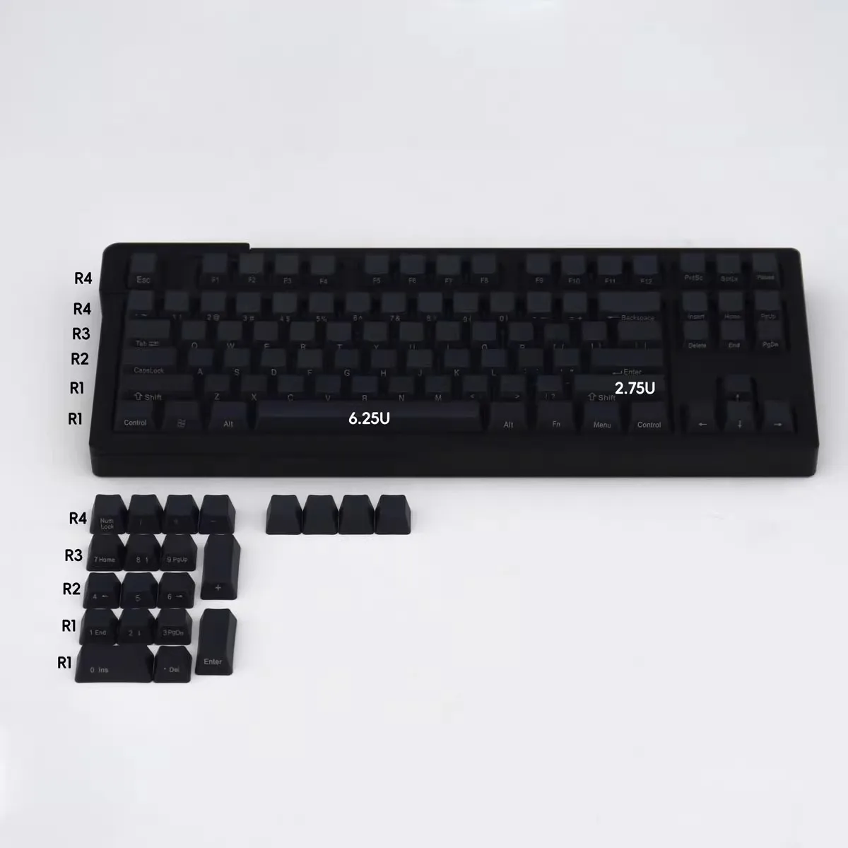 PBT Material 108 keys OEM Profile Black and white Gradient Keycaps Side Engraved Dye Sublimation For Mechanical Keyboard Keycaps