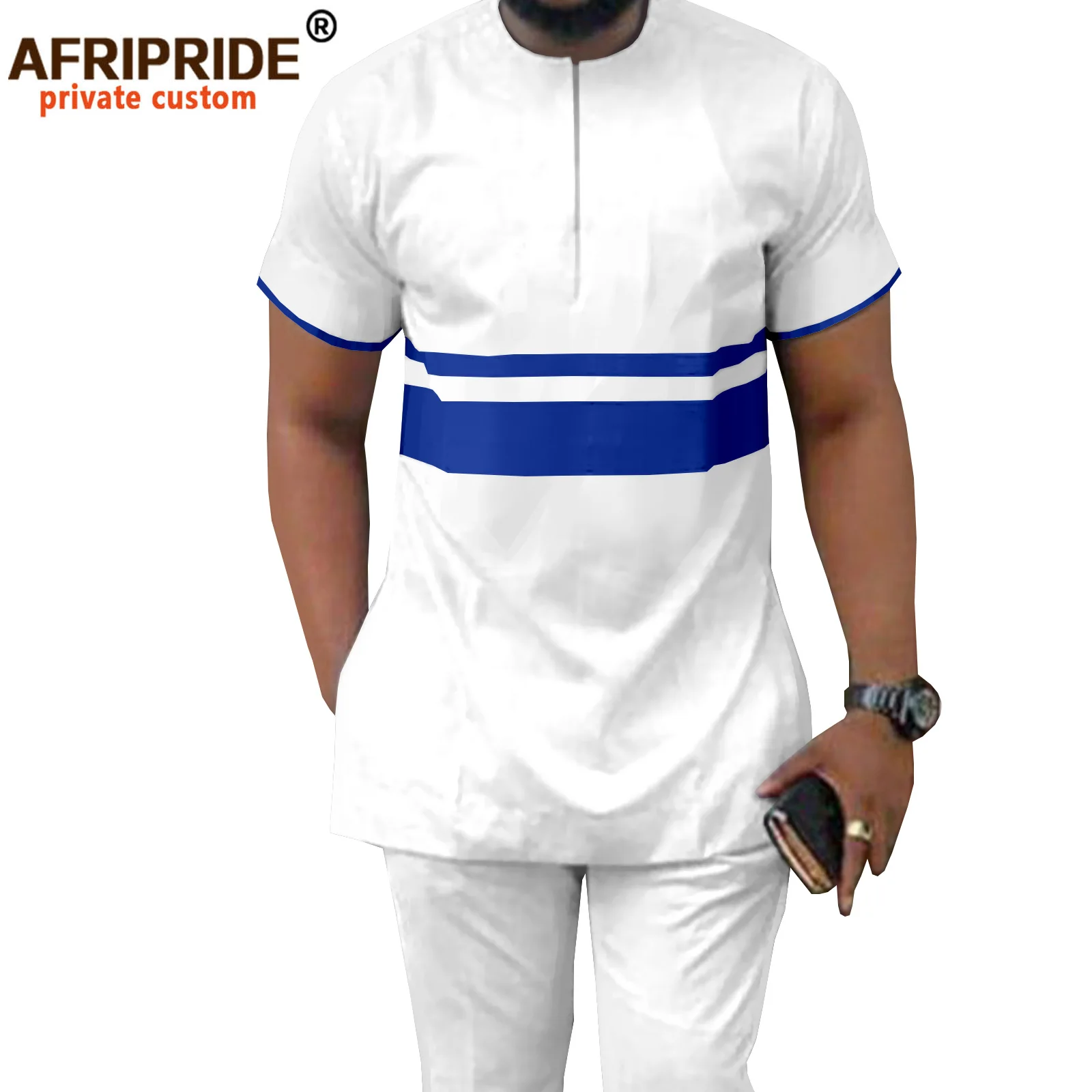 African Men`s Clothing Short Sleeve Dashiki Shirts and Pants 2 Piece Set Plus Size Casual Outfits Ankara Style Blouse A2116042
