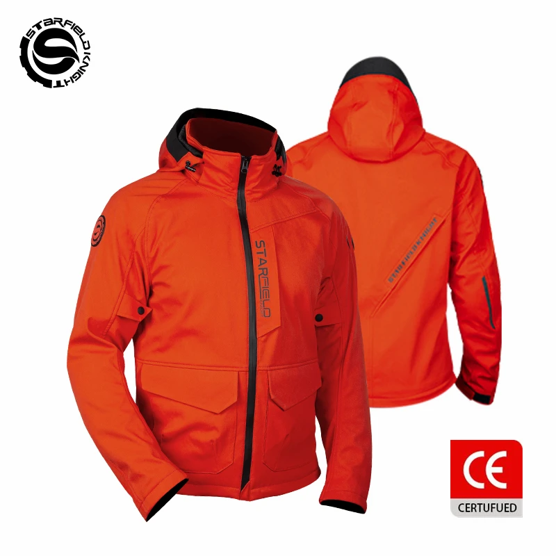 SFK Orange Motorcycle Jacket Men Women Riding Clothing Spring&Summer Breathable Splash-proof With CE Body Protective Accessories