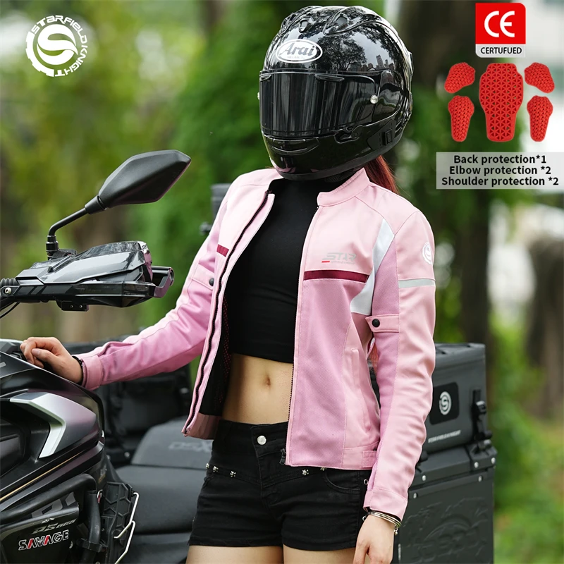 SFK Motorcycle Jacket Women's Riding Gears Clothing Spring&Summer Mesh Breathable With CE Body Protective Equipment Accessories