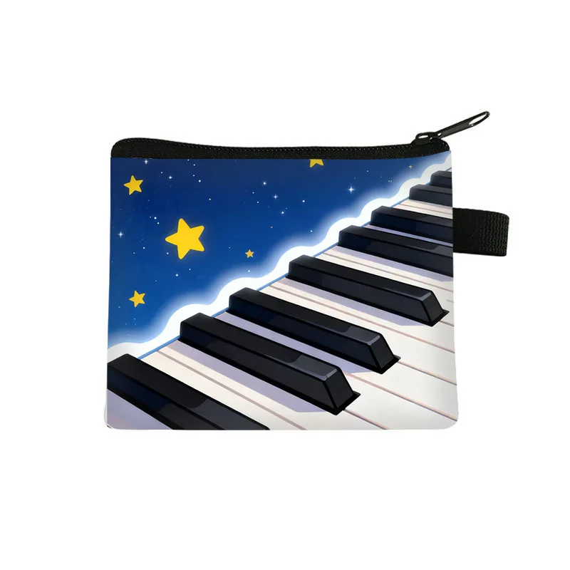 Music Piano Children Coin Purse Mini Bag,Key And Coin Case Cute Cartoon Polyester Wallet Men Wallet Women Wallets Card Wallet