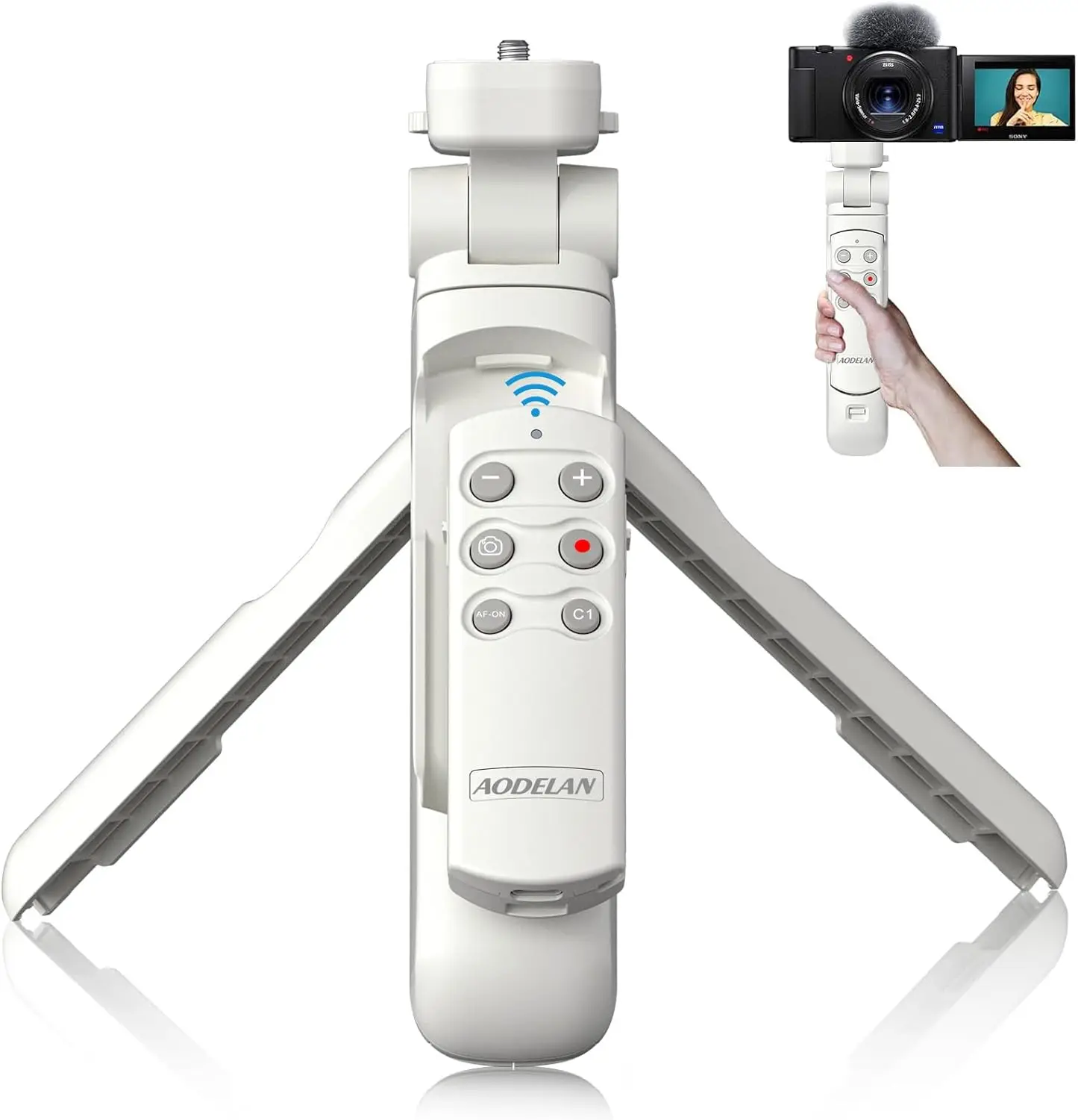 AODELAN Shooting Grip Wireless Camera Remote Handle Mini Tripod for Sony A9III A6700 ZV-E10II ZV-1 A7CII A7RIV A7RM6 RX100M7