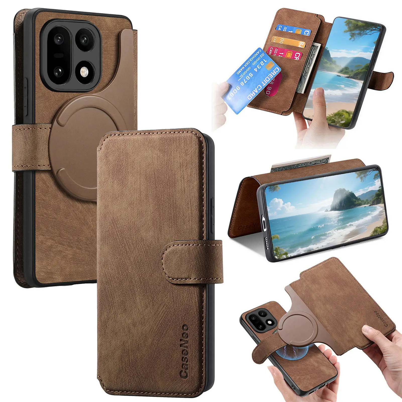 For OnePlus 15 oneplus15 5G Case Luxury Leather 2 in1 Magnetic Wallet Card Slot Flip Holder Protect Shockproof Cover Accessories