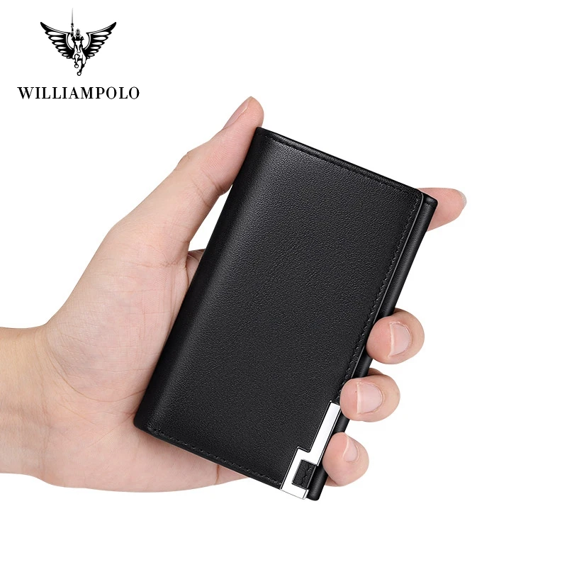 WILLIAMPOLO Genuine Leather Housekeeper Key Wallet Man Ring Case Holder Cash Pouch Cash Safes Purse With Hook PL196133