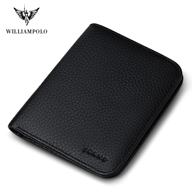 WILLIAMPOLO Man's Wallets Genuine Leather Designer Wallets Famous Brand Small Purse Slim Wallet Card Holder Wallet For Men PL149