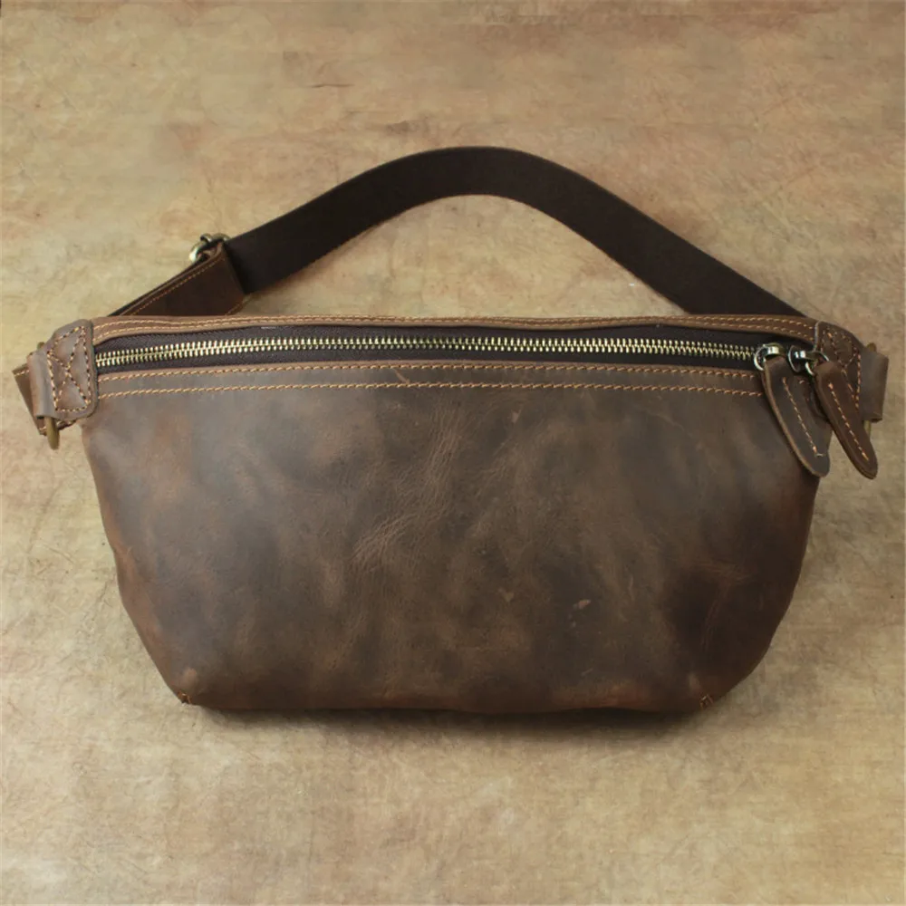 Fanny Pack Men Chest Bag Genuine Leather Phone Belt Bag Pouch Travel Bum Hip Purse Case Chest Bagpack Male Messenger Bauchtasche
