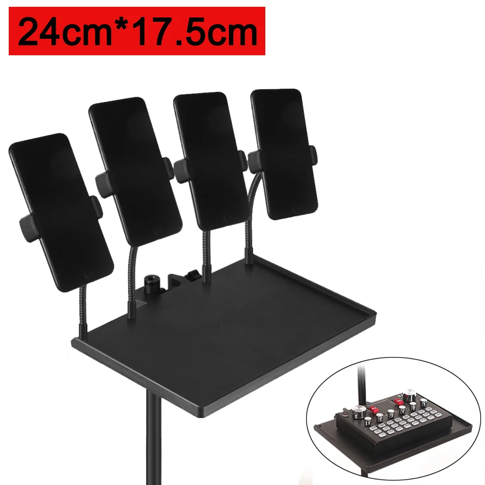 24x17.5cm Sound Card Tray Mobile Phone Stand Clip Clamp 1/4 Inch Threaded Live Microphone Plastic Stand Fit for Tripod Bracket