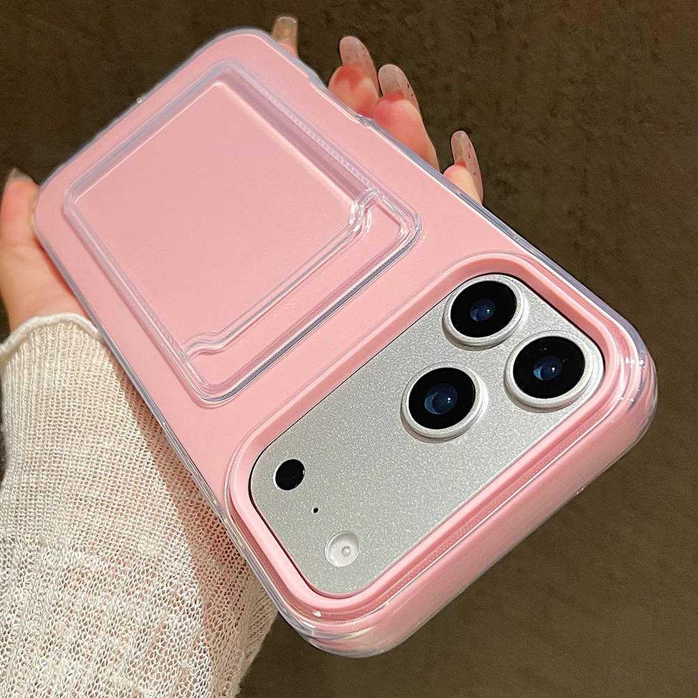 Candy Jelly Cute 2 in 1 Phone Case For iPhone 11 12 13 14 15 16E 16 Pro 17 Max Plus Air Funda with Card Holder Protective Cover