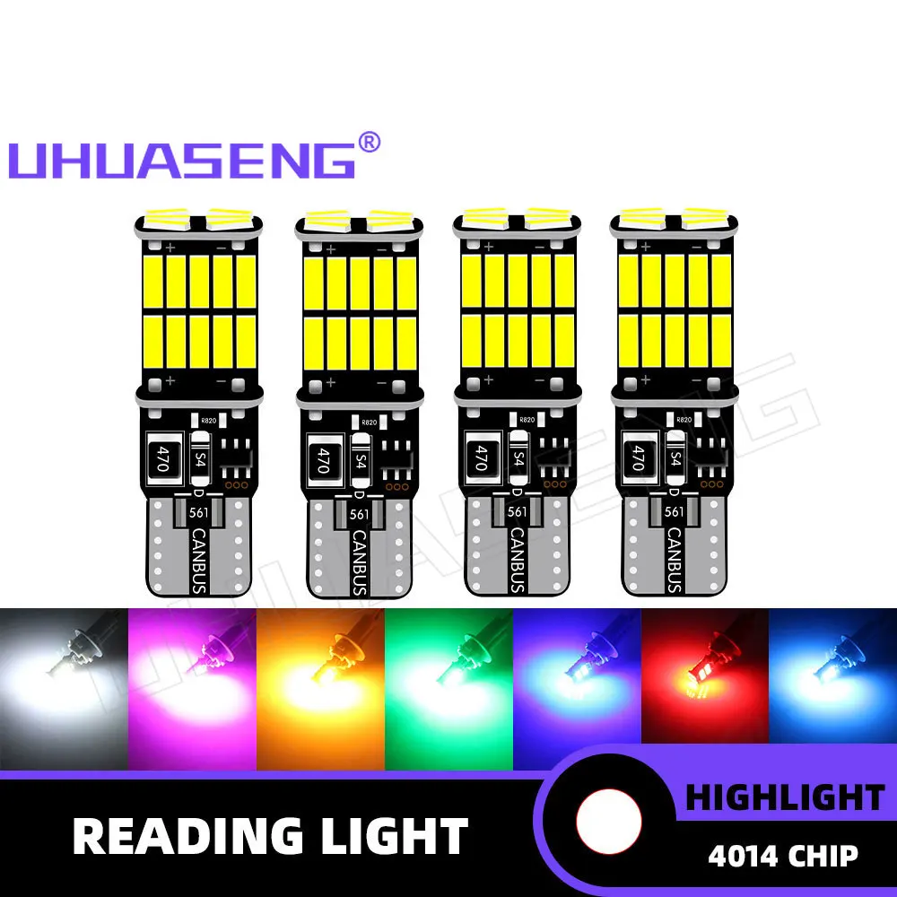 UHUASENG 4PCS 26SMD W5W T10 Led Bulb 5W5 194 Clearance Lamp 168 Interior Reading License Plate Dome Door Signal Car Light 12V