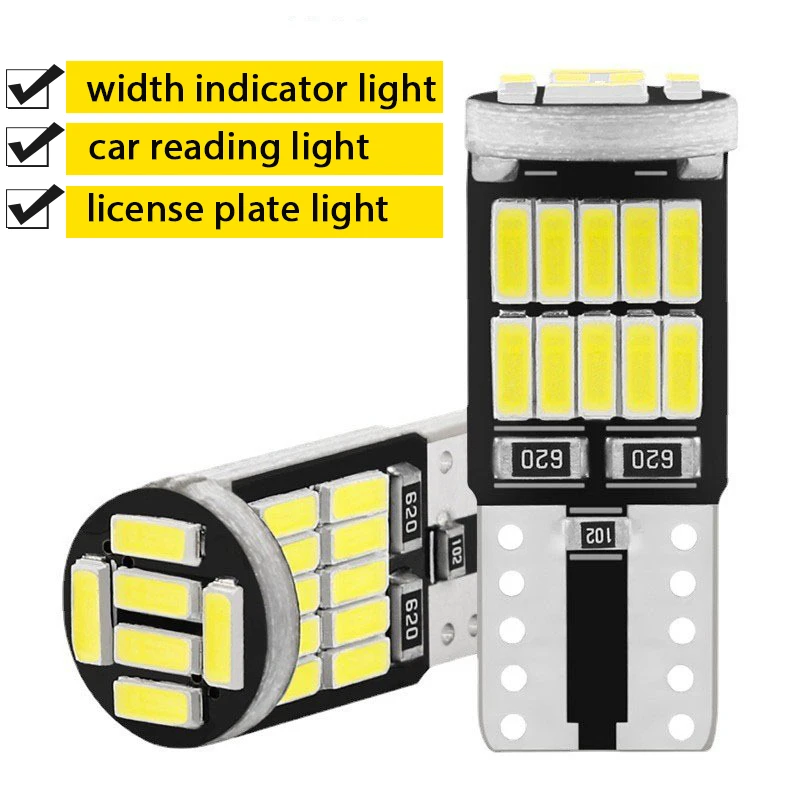 Car LED Reading Light High Brightness W5W T10 4014 26smd Canbus No Error White Light 12V License Plate Width Indicator Light