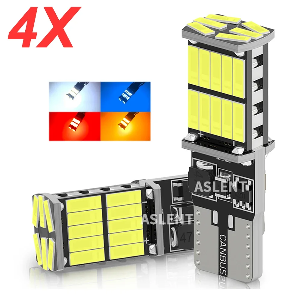 4pcs W5W Led Canbus T10 194 Car Lamps No Error 26SMD for Car Reverse Light Interior Accessories Lamp Tail 6000K Amber Red White