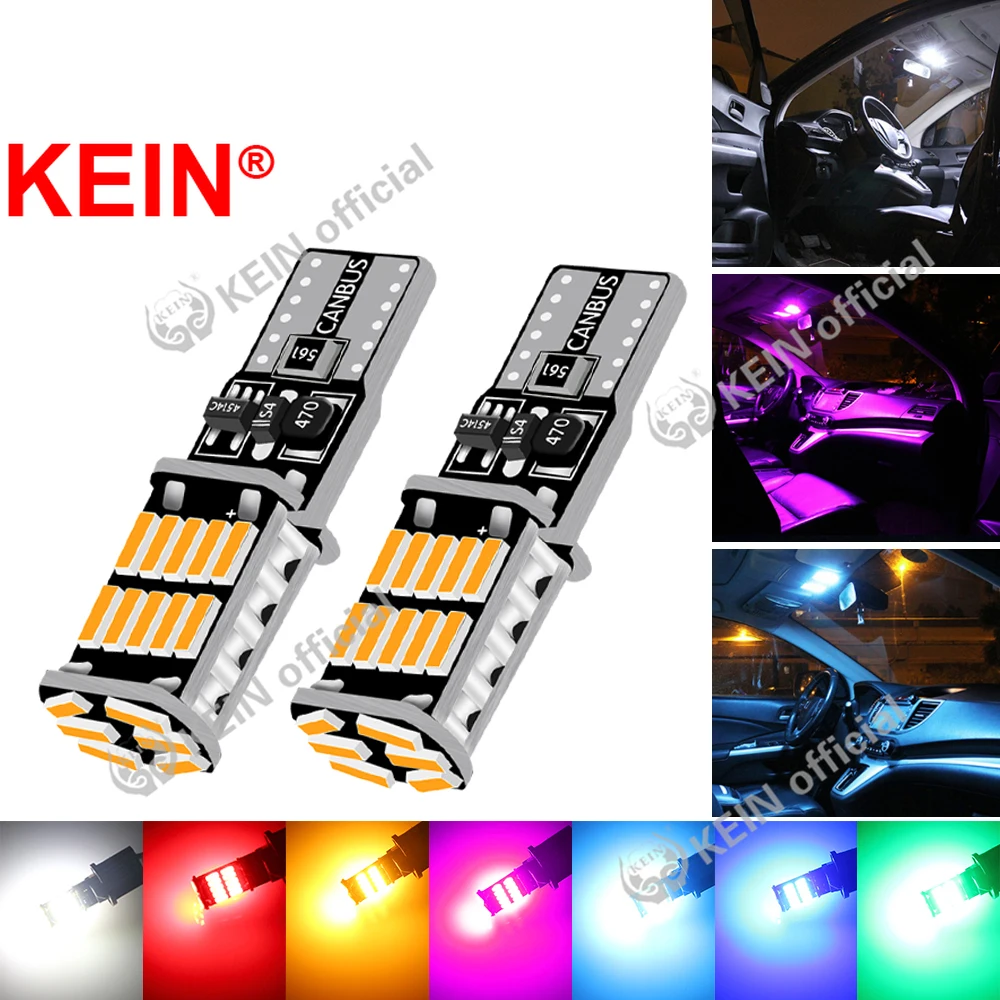 KEIN 4PCS W5W T10 Led Bulbs 4014 26SMD 6000K 194 168 5w5 License Plate Light Car Interior Dome Reading Clearance Signal Lamp 12V