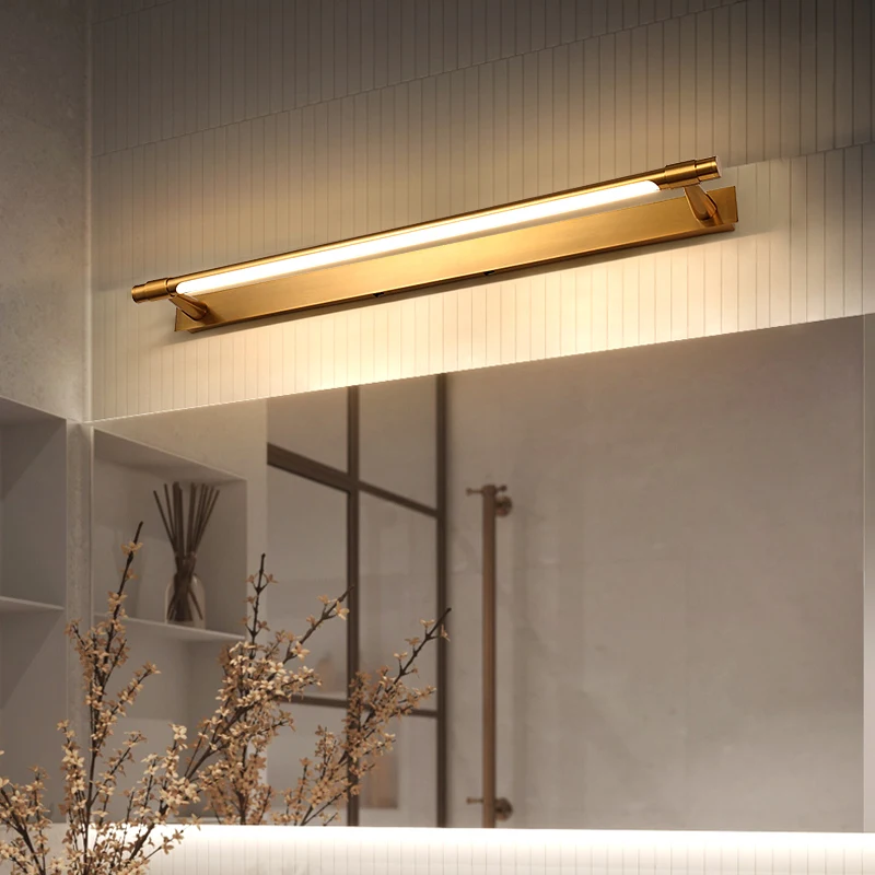 YEBMLP Modern Copper Mirror Light Black Golden Wall Lamp Bathroom Toilet Vanity Lamp Cabinet Makeup Light Dressing Table Lights