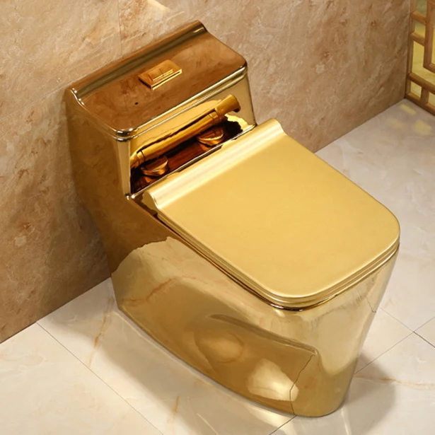 Modern Design Golden Plated Sanitary Ware Toilet Bowl One Piece Floor Mounted Wc Ceramic Toilet