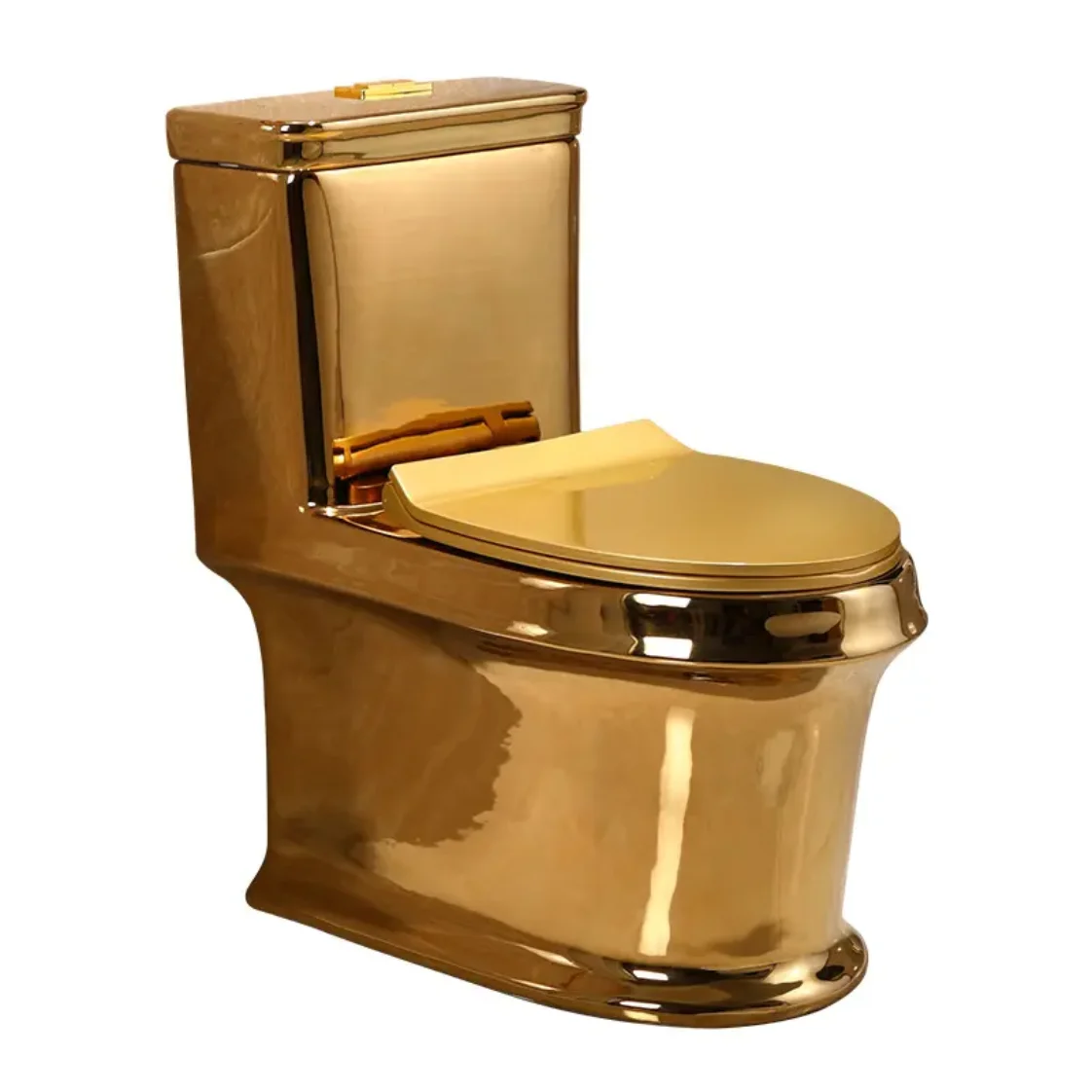 One-Piece WC in Golden Color Gold-Plated Modern Design Dual-Flush Toilet for Villas and Hotels Ceramic Material