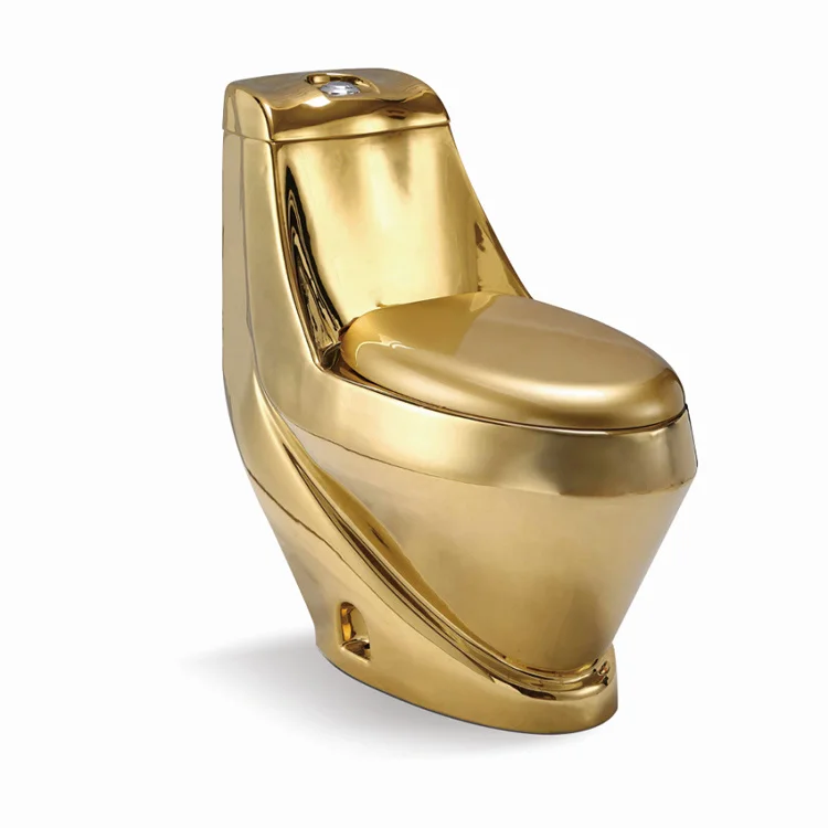 Modern Household Golden Gold Dragon Toilet Colorful Large Diameter Silent Water Saving Ceramic S-Trap Includes Bathroom Toilet