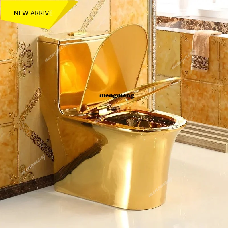 M138 Golden Luxury Modern European Style Hotel Presidential Suite Golden Color Water Closet One Piece Ceramic Gold Toilet