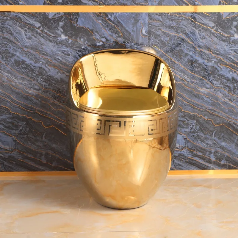 Ceramic Golden One Piece Toilet Gold Plated Commode Modern Bathroom Shaped Wc Toilet