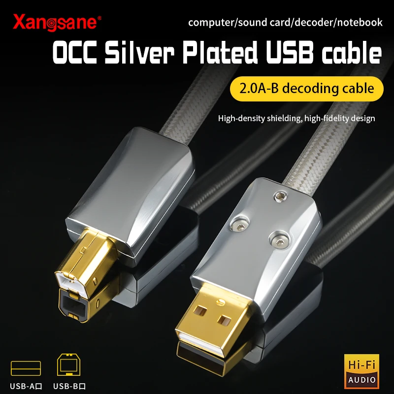OCC Silver-Plated Cable HiFi USB A Shell Lightning to Type-C Decoding Sound Card Cable DAC Conversion Cable OTG Data Cable