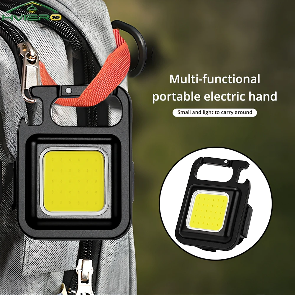 Mini Flashlight Keychain Carry LED COB Work Light Flashlamp Waterproof USB Charge Convenient Emergency Outdoor Lighting Camping