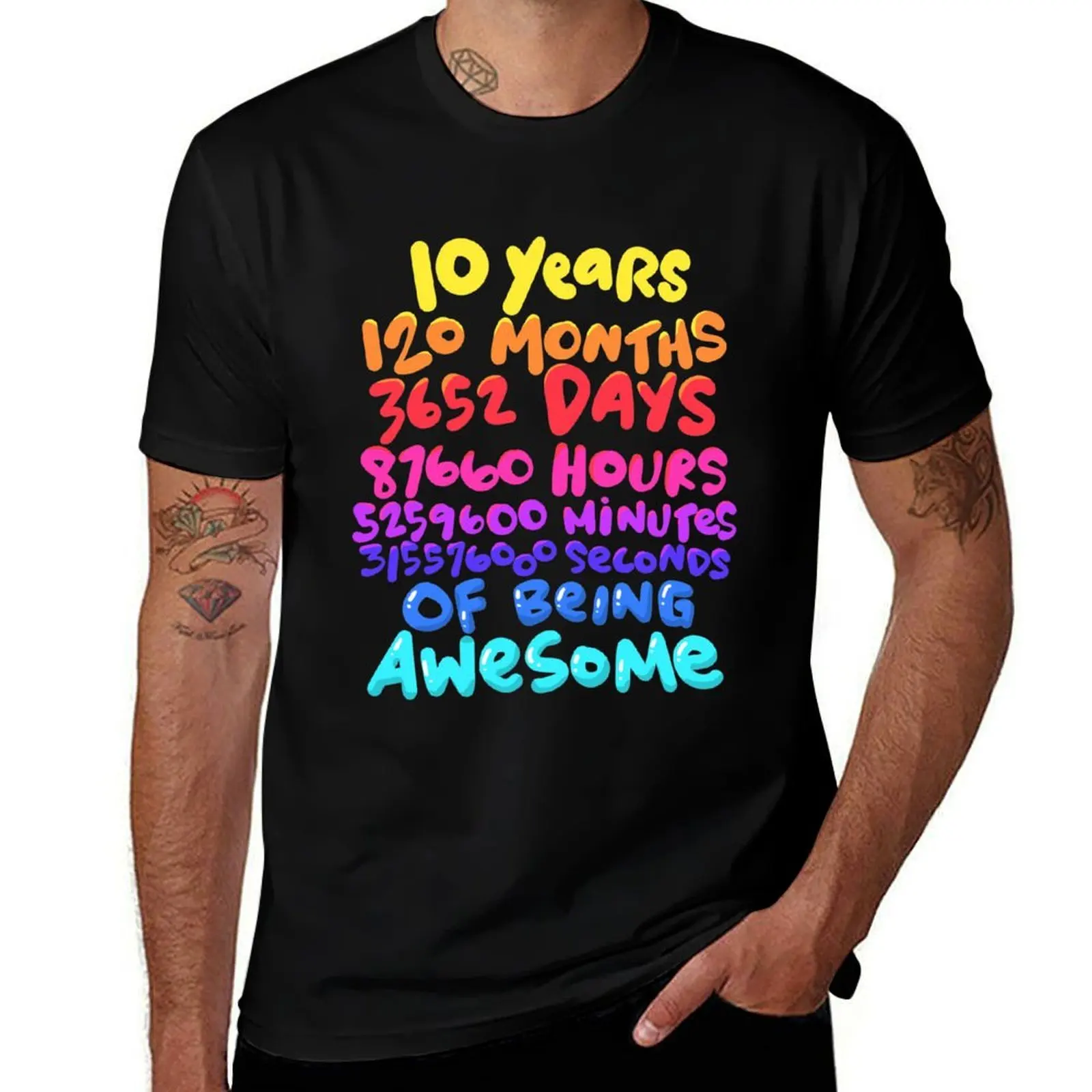 10 Years 120 Months Awesome Birthday T-Shirt t shirt man casual T-Shirt