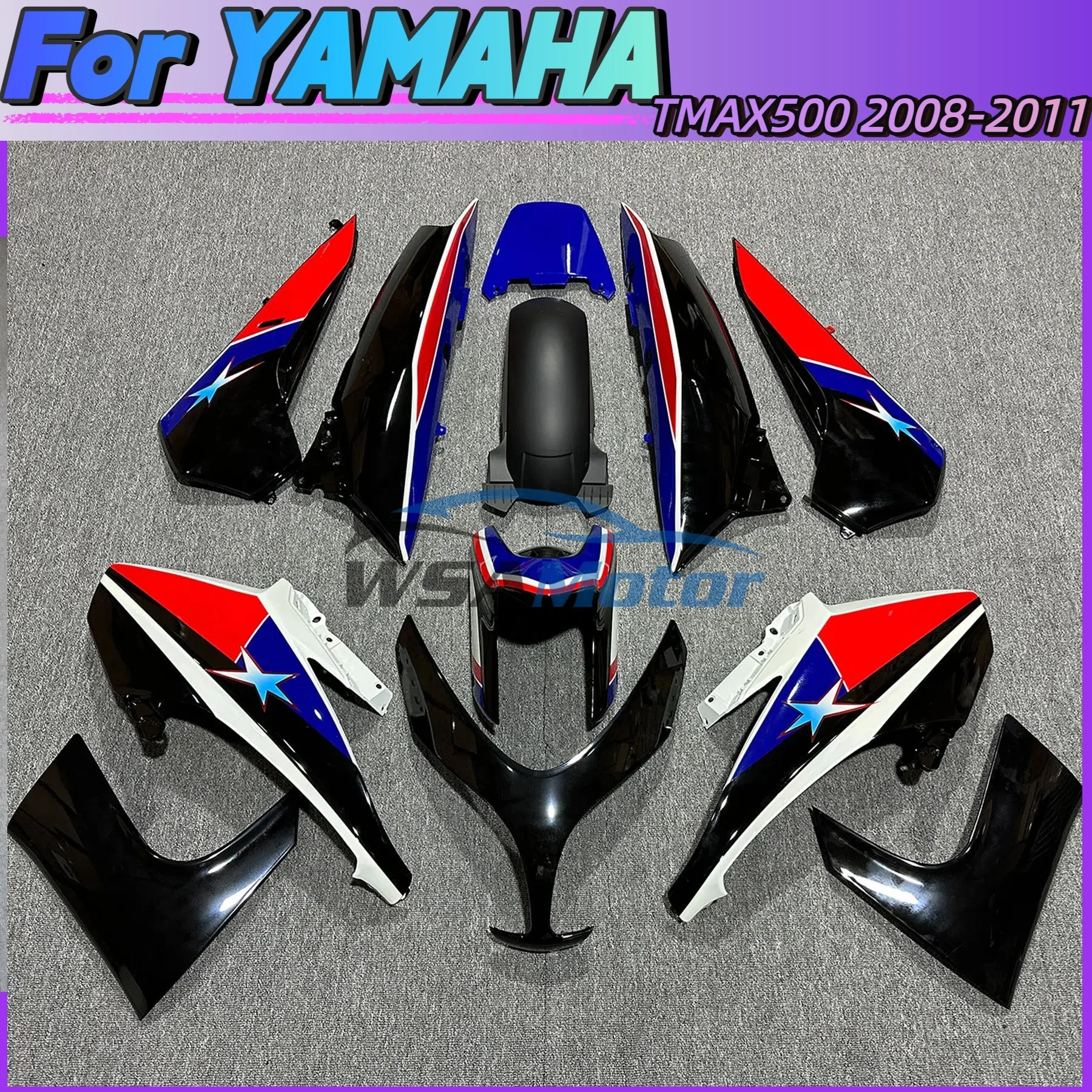 Fairings FOR T-MAX500 2009 unpainted Full Body Kits FOR TMAX 500 2008 - 2011 glossy Black Body Kits FOR T-MAX500 11 10