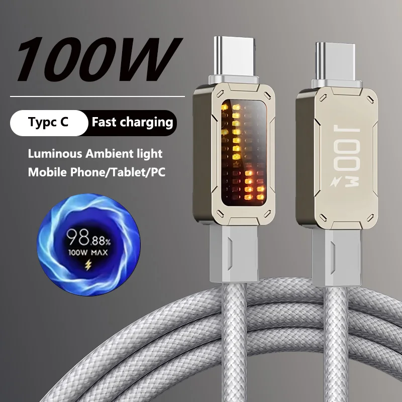 100W Type C to USB C Fast Charging Cable For Samsung S25 S24 iPhone 16 15 Xiaomi Huawei phone Tablet PC quick Charge Data Cord