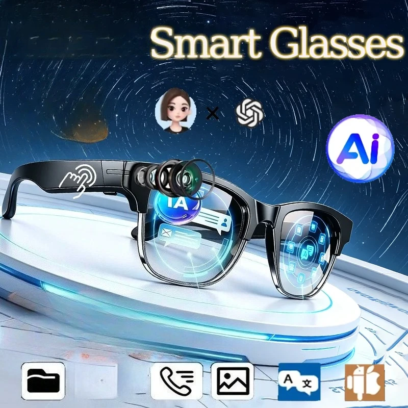 8K HD AI Smart Glasses Translation Hands-Free Calling AI Chat Logging Music Playback Smart Sunglasses for Men Women NEW