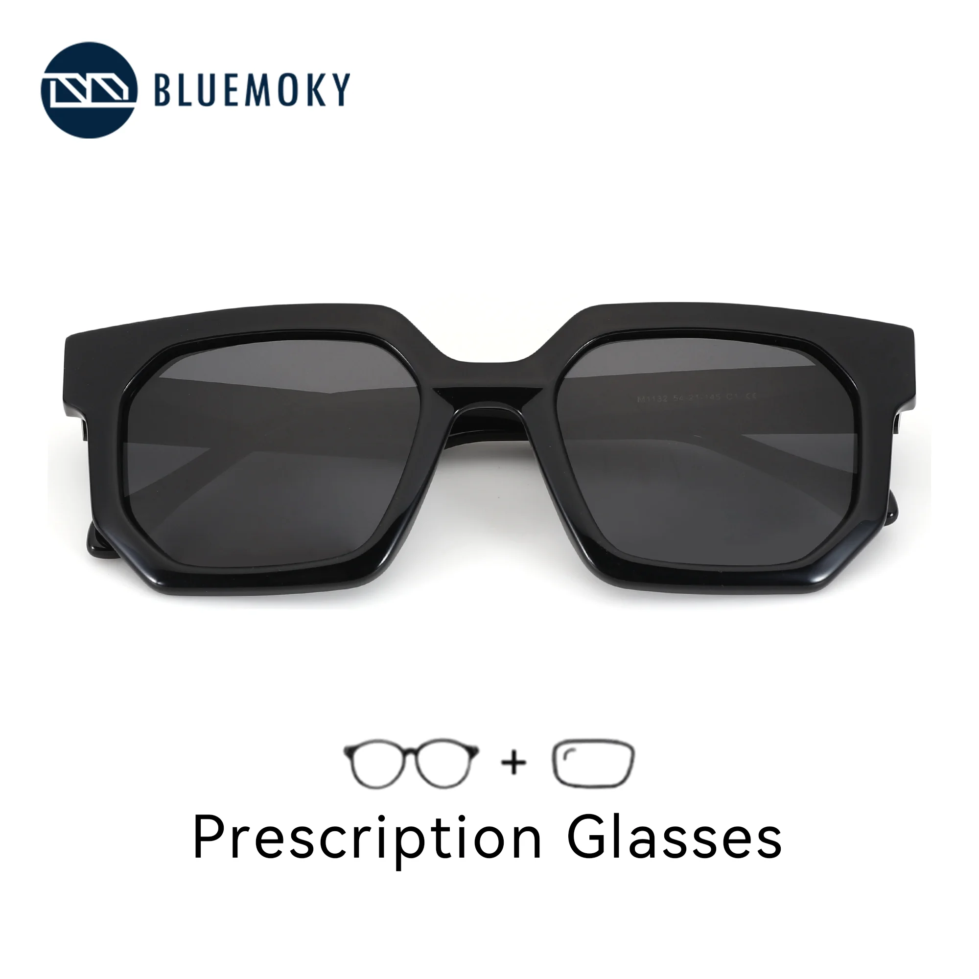 BLUEMOKY XS Size Trend Polygon Polarized Prescription Sunglasses For Unisex UV400 Modish Acetate Progressive Optical Sun Glasses