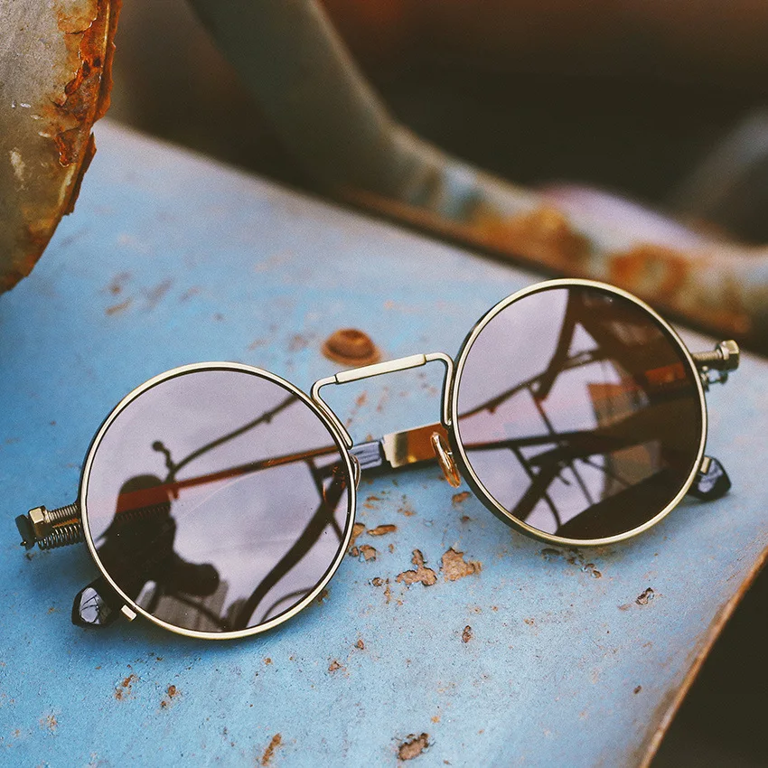 Polarized Sunglasses Driving UV400 Protection Sports Unisex Prince Round Mirror Sun Glasses Metal Frame Men T1004