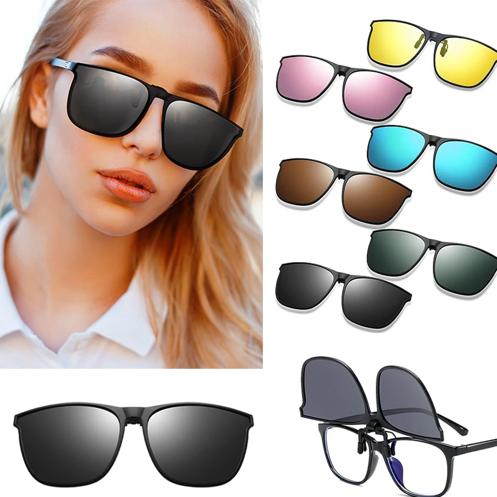 Fashionable Polarized Myopia Glasses Clip Flip Up Polarized Sun Glasses Driving Night Vision Clip-on Style Outdoor Glasses Frame