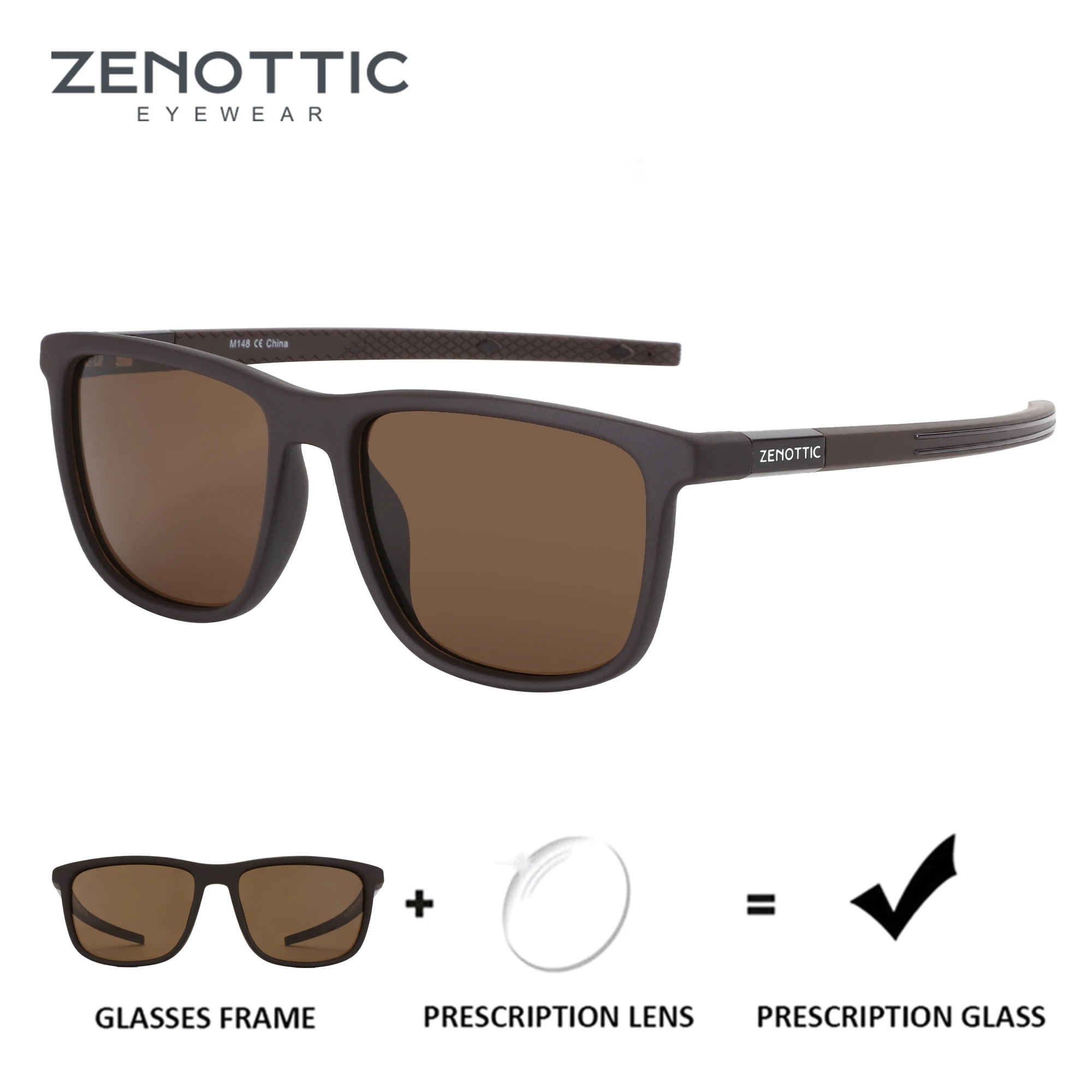 ZENOTTIC Sport Square TR90 Prescription Sunglasses For Men Polarized UV400 Protection Progressive/Myopia Optical Sun Glasses