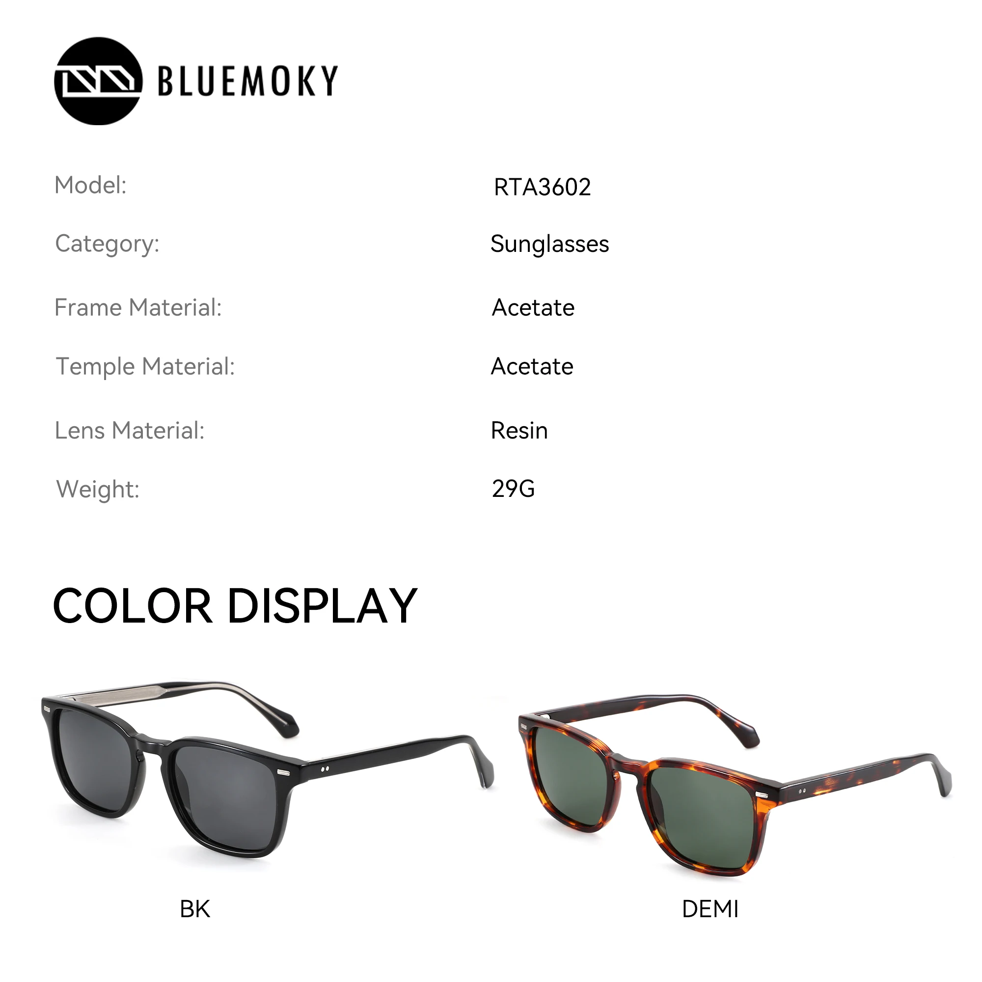 BLUEMOKY Square Acetate Polarized Prescription Sunglasses Woman Reading Glasses High Quality Sunscreen Sun Eyeglasses