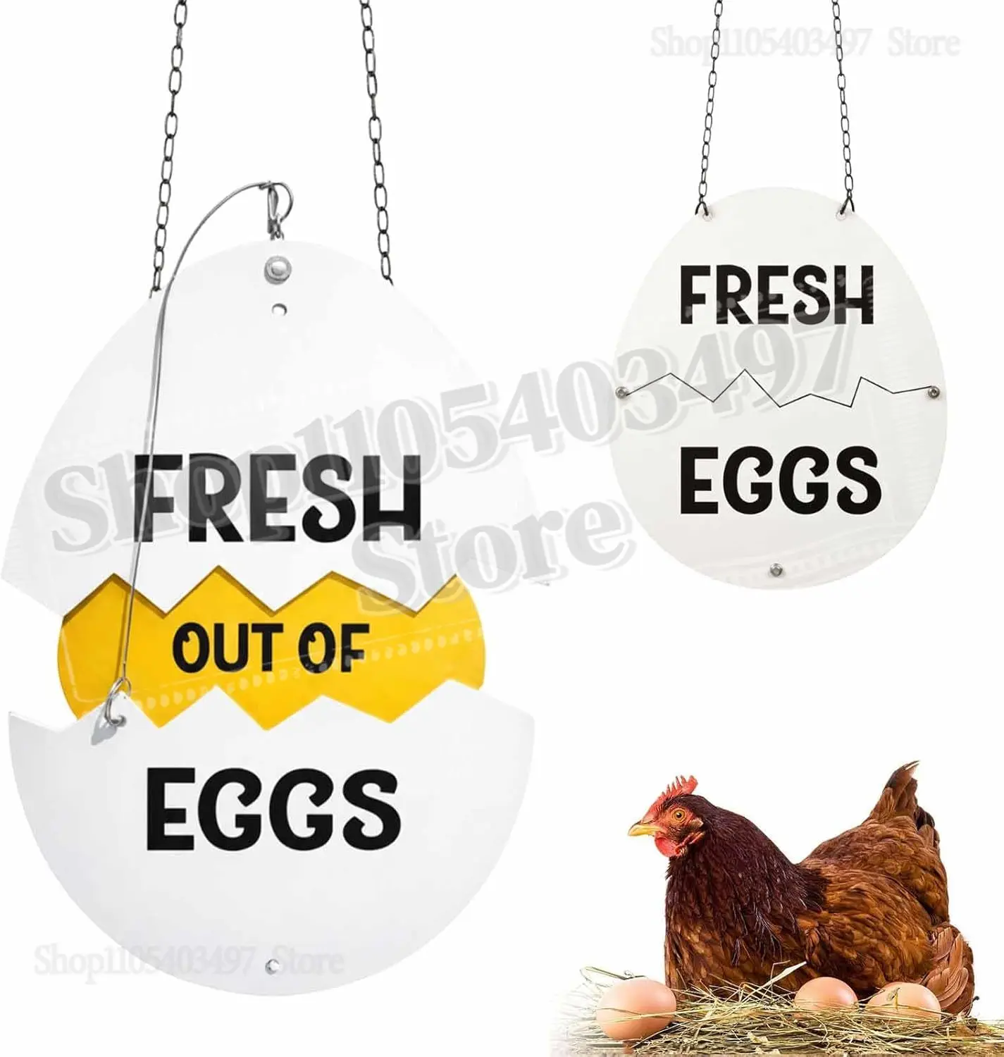 2026 NEW Farm Fresh Eggs Metal Sign - Rustic Farmhouse Decor for Coop & Market, Eggs Sold Out Sign