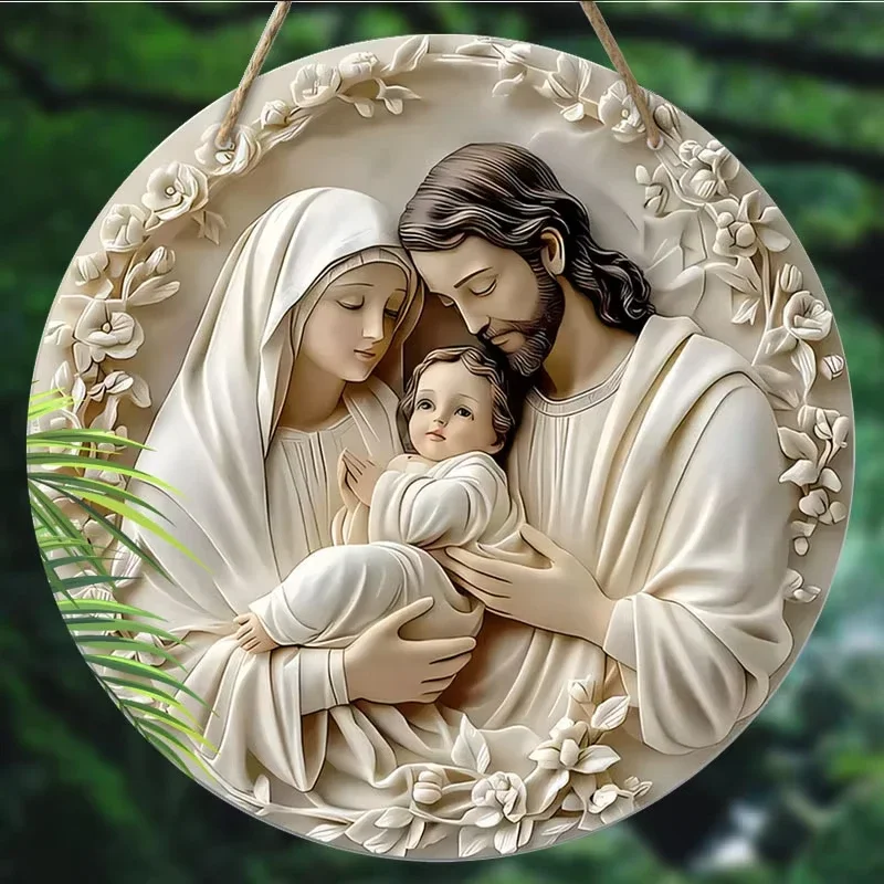 D5 Wooden Home Decorations Hanging Window Garden Door Garlands Religious Theme 2026 Christmas New Year Decor Wall Hanging Sign