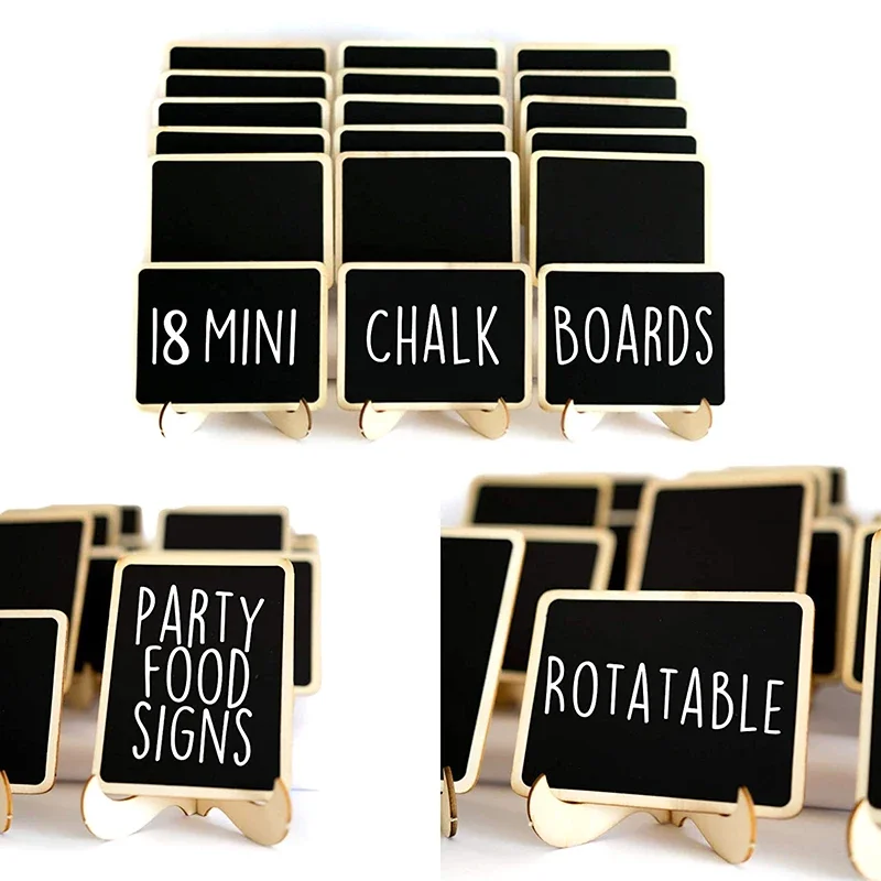 20PCS Mini Chalkboard Signs With Easel Wedding, Birthday Parties, Message Board Signs And Event Decor Wooden Place Cards