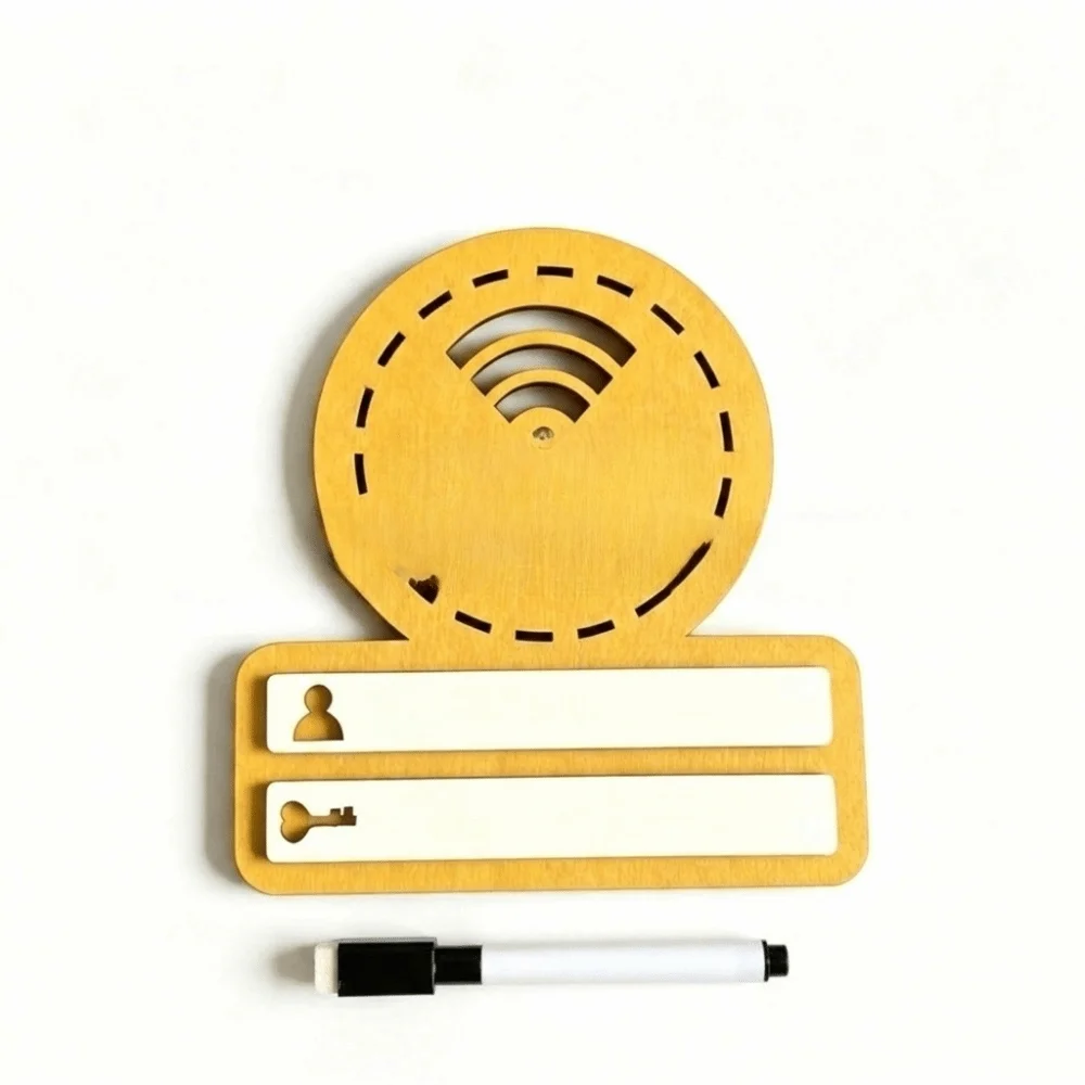 Plaque Rustic WiFi Password Sign Erasable Board Minimalism 2D Flat Wooden Plaque Vintage with Pen Password Board Airbnb Decor